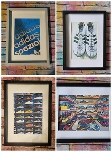 ADIDAS Trainers Pop Art Tribute Picture A4 Football Casuals Set Of 4 Prints - Picture 1 of 2