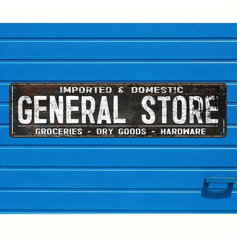 Vintage Grocery Store Metal Tin Sign Rustic Art Deco Wall Art Garage Home Decor - Image 1 of 4