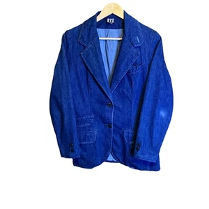 Vintage Pilz Denim Jeans Blazer Jacke Knopfleiste Blau Freizeit Arbeit Gr. 11/12 - Bild 1 von 7