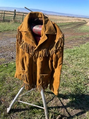 Vintage Leather Jacket with Fringe extra small - Image 1 of 4