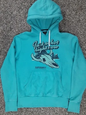 男式 XL Superdry 蓝色图形印花羊毛罗纹厚套衫连帽衫 — 第 1/4 张图片