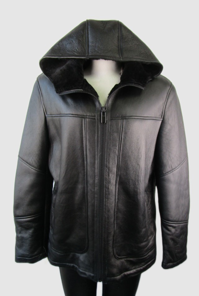 Leather Shearling Jacket Coach Black Sheepskin Biker Jacket Size
