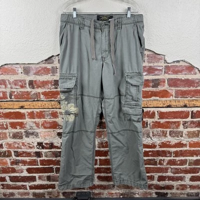 Vintage Old Navy Pants Medium Green Floral Cargo Surplus Company Outdoor Pockets - Image 1 of 4