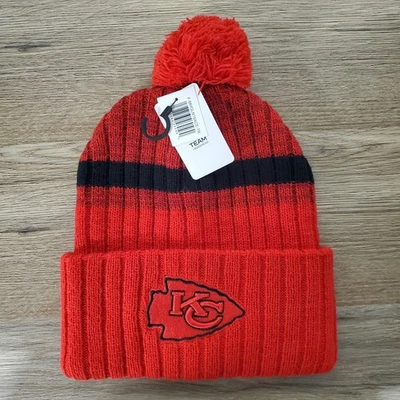 Kansas City Chiefs Gorro Puño Pom NFL Invierno Negro OSFA Gorra Foto 1 de 4