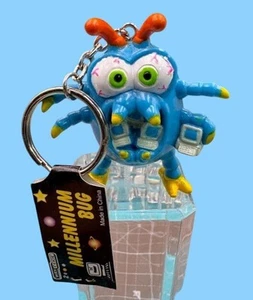 Vintage Y2K Blue Computer Virus Bug PVC Figure Keychain with Tags - Picture 1 of 3