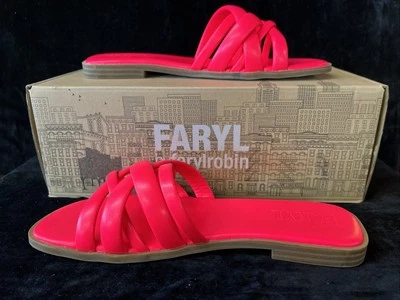 Farylrobin Women Size 7 Carmine Neon Pink Flat Sandals NIB - Image 1 of 3
