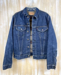 VTG Levi’s Big E Denim Trucker Jacket Troyset Wool Blanket Lined USA 42 (Chest) - Picture 1 of 19