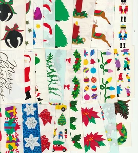 Vintage Mrs Grossman Christmas Sticker Lot Santa Reindeer Ornaments Assorted - Picture 1 of 4