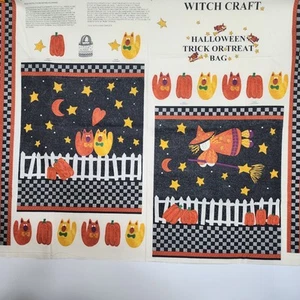 Witch Craft Halloween Trick Or Treat Bag Fabric Panel Cut Sew Springs Cat - Picture 1 of 7
