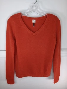 Suéter Qi Cashmere Cuello en V Pequeño Naranja Manga Larga Minimalista Silencioso Lujo Usado en Excelente Condición - Imagen 1 de 6