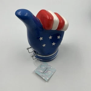 PATRIOTIC Thumbs Up Ceramic Container (250ml) Stash Jar Airtight & Daily Shippin - Picture 1 of 10