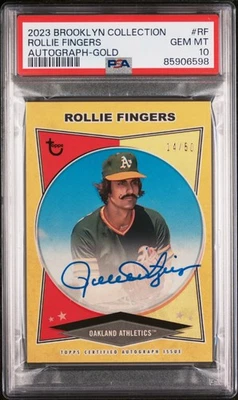 2023 Topps Brooklyn Collection * Rollie Fingers * #14/50 Gold Auto #AC-RF - Image 1 of 2