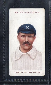 Cigarette card 1908 Cricketers ALBERT HALLAM NOTTINGHAMSHIRE Cricket - Picture 1 of 2