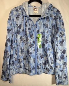 Chaqueta Avalanche Mujer Talla Grande Azul Floral Resistente al Viento Con Capucha Bolsillos con Cremallera - Imagen 1 de 16