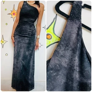 90s Y2K Glitter One-Shoulder Fairy Goth Formal Slip Dress – City Triangles S - Picture 1 of 9