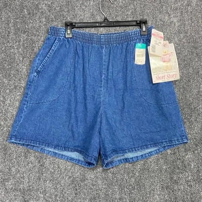 Pantalones Cortos de Denim De Colección Chic Short Story Para Mujer Cintura Elástica Grande Tiro Alto Azul Nuevos con Etiquetas Foto 1 de 4