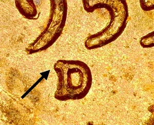 1955 D/D Lincoln Wheat - RPM - 009 Error - AU / UNC - Picture 1 of 3