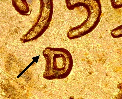 1955 D/D Lincoln Wheat - RPM - 009 Error - AU / UNC - Image 1 of 3