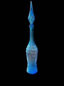 Empoli 23' Opalescent Blue Joker Harlequin Italian Decanter Genie Bottle w/ Stop - Picture 1 of 7