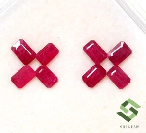 6x4 mm Natural Ruby Octagon Cut Lot 09 Pcs 5.46 CTS Faceted Loose Gemstones - Picture 1 of 7
