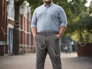 Pantalones de cintura extra generosos para hombre niños resistentes más ajustados cintura elástica completa - Imagen 1 de 5