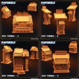 Juego de terminales de datos de ciencia ficción Cyberpunk Papsikels impresos en 3D 1 - 28 mm 32 mm - Imagen 1 de 5