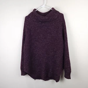Free People Sweater Womens Large Purple Wool Acrylic Loose Turtleneck Relaxed - Picture 1 of 11