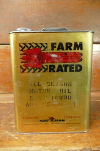 Vintage Fleet Farm - Farm Rated Motor Oil 2 Gallon Metal Oil Gas Can Appleton WI - Picture 1 of 6