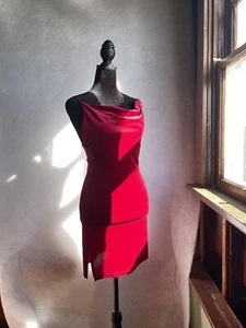 Rotes Velure kurzes Kleid oder Longshirt Größe S - Bild 1 von 8