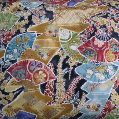Cotton Quilt Fabric 2 yards Asian Fan Floral Wind Symphony Yuko Hasegawa - Image 1 of 2