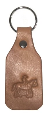 皮革马骑手动物长方形钥匙链戒指手工制作 — 第 1/2 张图片