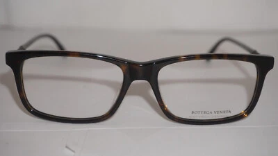 Bottega Veneta Eyeglasses New Dark Tortoise Titanium BV0135O 006 55 17 145 - Image 1 of 4