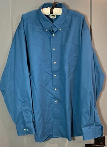 LL Bean Mens Long Sleeve Cotton Shirt Fit Button Down Teal Blue XXL - Picture 1 of 7