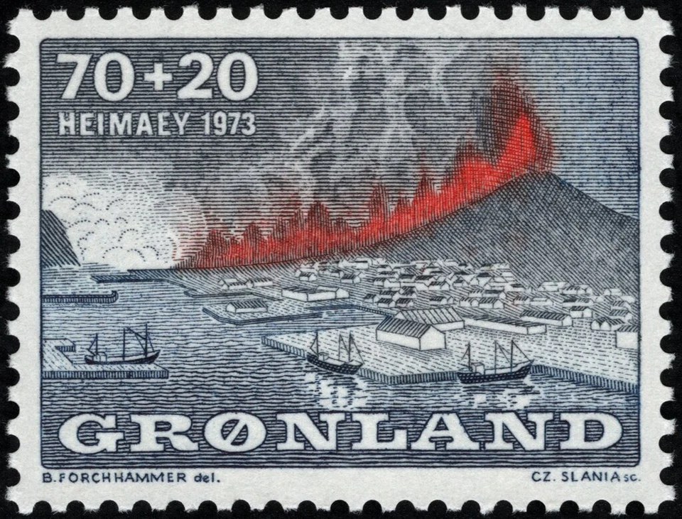 Groenlandia #Mi86 MNH 1973 Heimaey Volcano Erupción Slania [B6] Foto 1 de 1