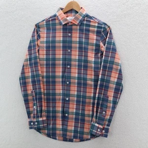 Camisa Principal Mizzen Para Hombre L Naranja Azul Borde de Sotavento Ajuste Rendimiento Lujo Preppy - Imagen 1 de 10