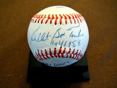 BOB TURLEY 1958 CY YOUNG WSC NEW YORK YANKEES STAT SIGNED AUTO BASEBALL JSA  - Image 1 of 4