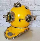Diving Divers Helmet Vintage Mark V Brass & Iron U.S Navy Nautical Yellow Paints