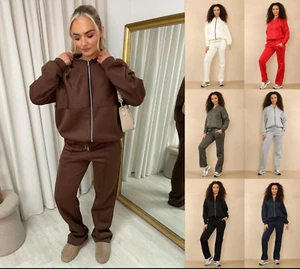 Women Bomber Oversize Baggy 2 Piece Lounge Wear Casual Set Ladies Suit Tracksuit - Picture 1 of 24