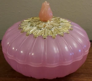 Vintage Avon Elusive Beauty Dust Pink Powder Box Round Dome Top Plastic - Picture 1 of 7