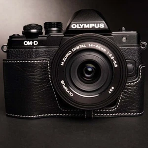 Handmade Genuine Leather Camera Half Cover Case Bag For Olympus EM10 Mark ii - Picture 1 of 12