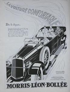 PUBLICITÉ DE PRESSE 1926 MORRIS LÉON BOLLÉE VOITURE CONFORTABLE - FALCUCCI - Picture 1 of 1
