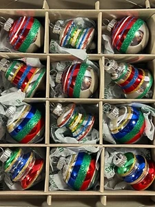Radko Shiny Brite christmas ornaments set of 12 beehives UFO's balls 2023 MAX795 - Picture 1 of 7