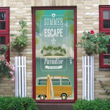 3D Wall Art Summer Beach Minivan Door Sticker PVC Decal Self-adhesive Wrap Mural