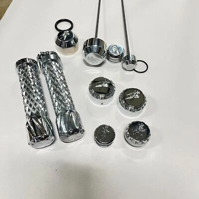 USED CHROME KANJI GRIPS FORK YOKE AXLE MOTORMOUNT EXHAUST 08-20 SUZUKI HAYABUSA - Image 1 of 4