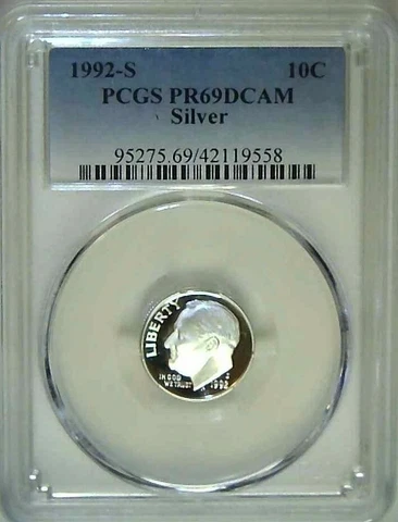 1992-S 10C Roosevelt Dime  PCGS PR69DCAM 90% Silver 22roc0227 Cover