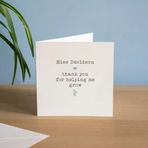 Tarjeta de agradecimiento personalizada hecha a mano para maestro - Ayúdame a crecer, día del maestro, escuela - Imagen 1 de 3