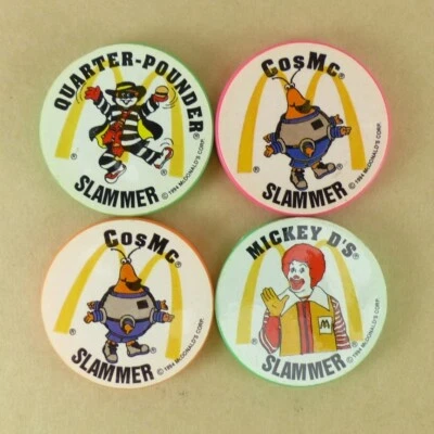 4 Plastic Pogs McDonalds Slammers from 1994 CosMc, Ronald McDonald, Hamburglar - Image 1 of 4