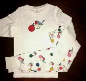 NWOT 4 Mini Boden Christmas Full Length Pajamas Robin & Ornament Pattern 4T - Picture 1 of 4