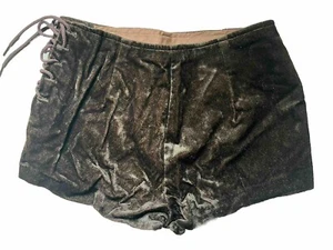 Vtg 70s Womens Velveteen Hot Pants Shorts Side Tie Closure Brown Mod Go-Go Disco - Picture 1 of 11