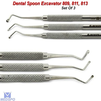 Juego de instrumentos excavadora cuchara removedora de caries restauradora dental cariosa Foto 1 de 4